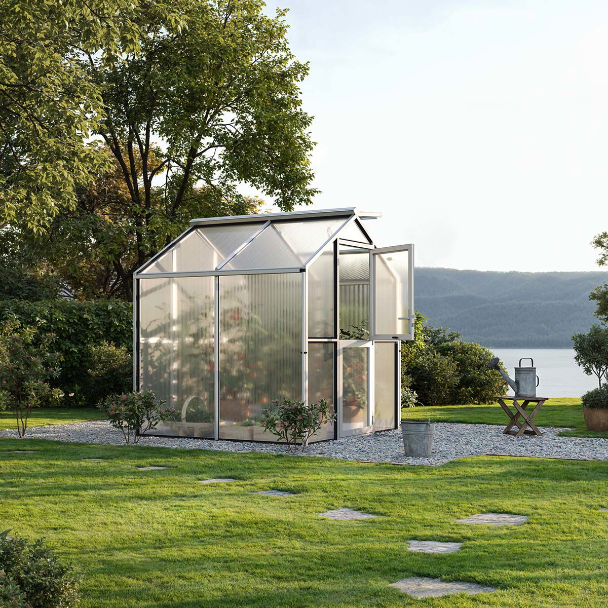 Drivhus - Model Galant II, kun HKP, Aluminium Natur