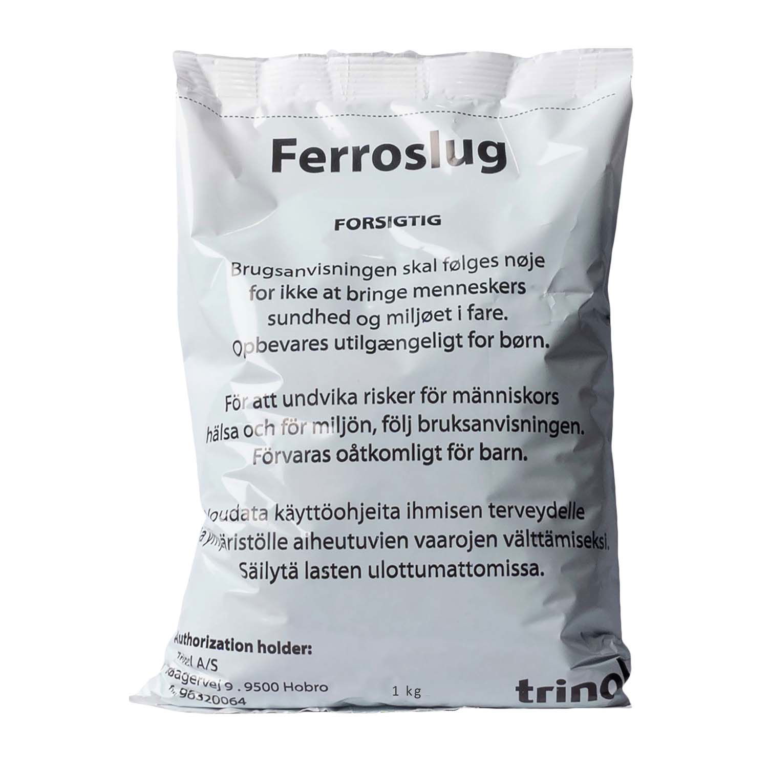 Hvid pose med Ferroslug sneglemiddel 1 kg