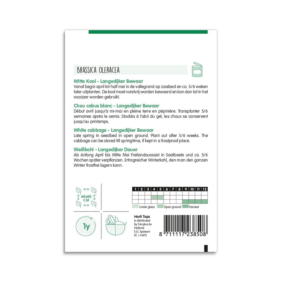 Pose med frø til hvidkål Brassica oleracea