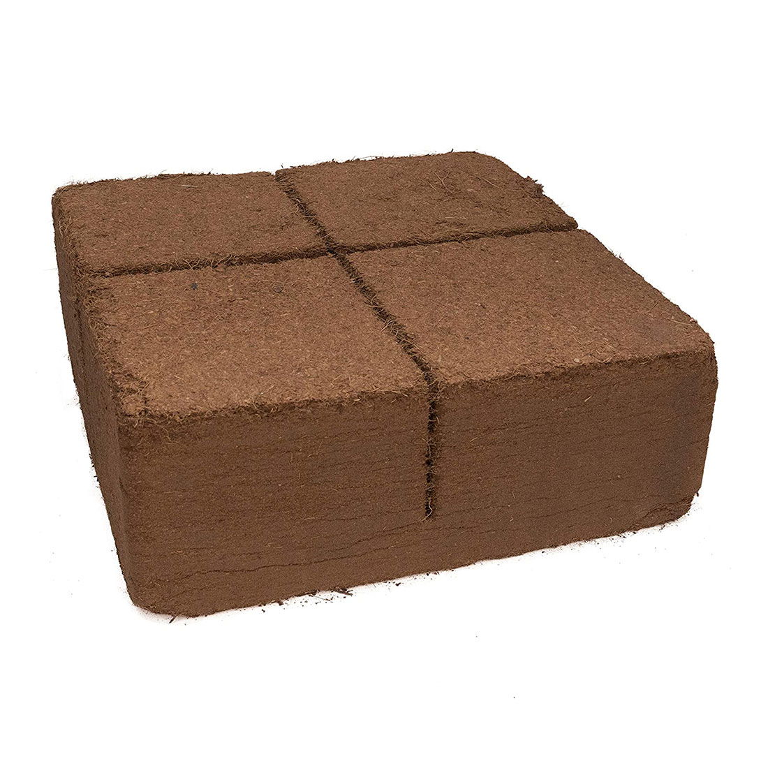 Brun kokosbrik til jordforbedring i haven