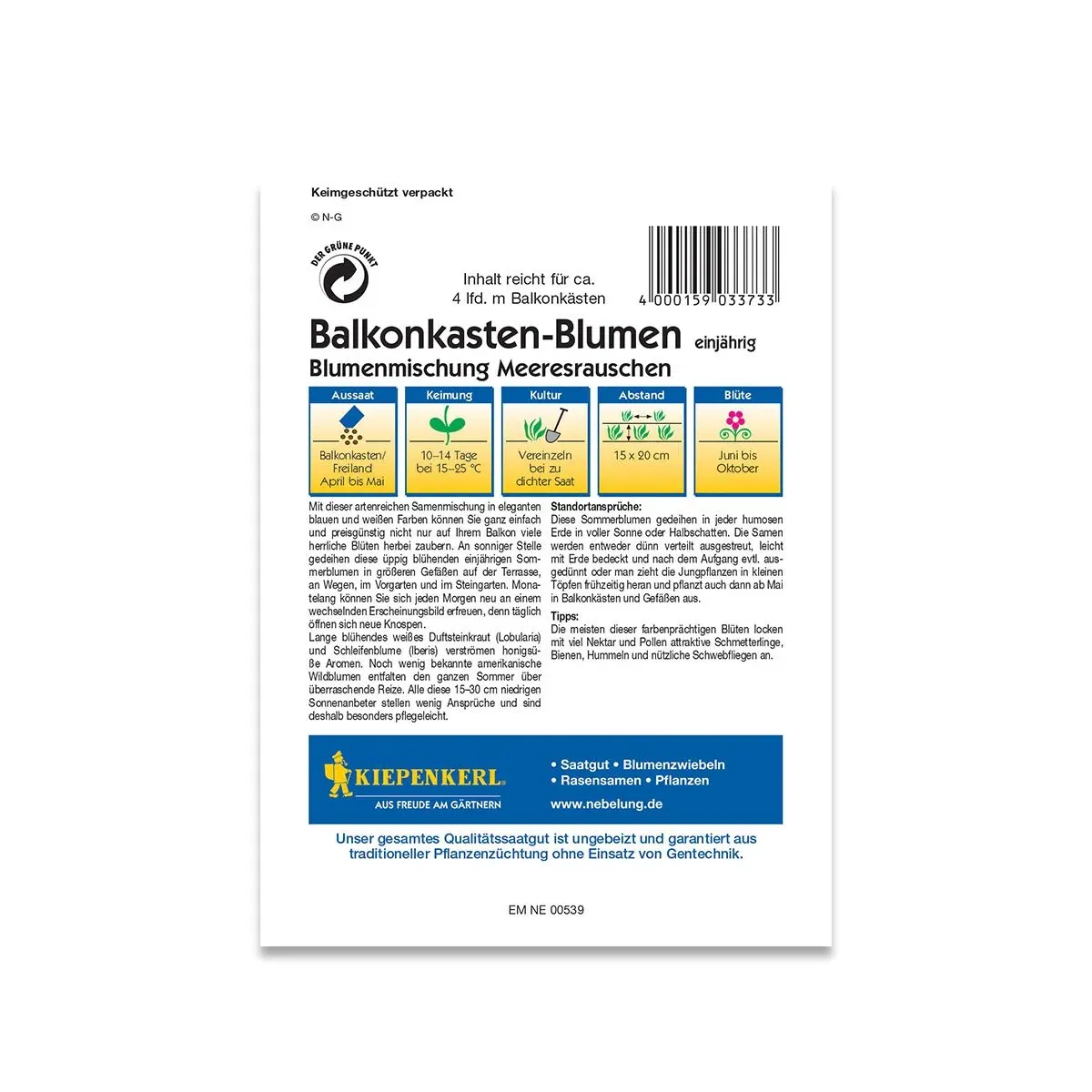 Pose med Kiepenkerl altanblomster frøblanding havbrus