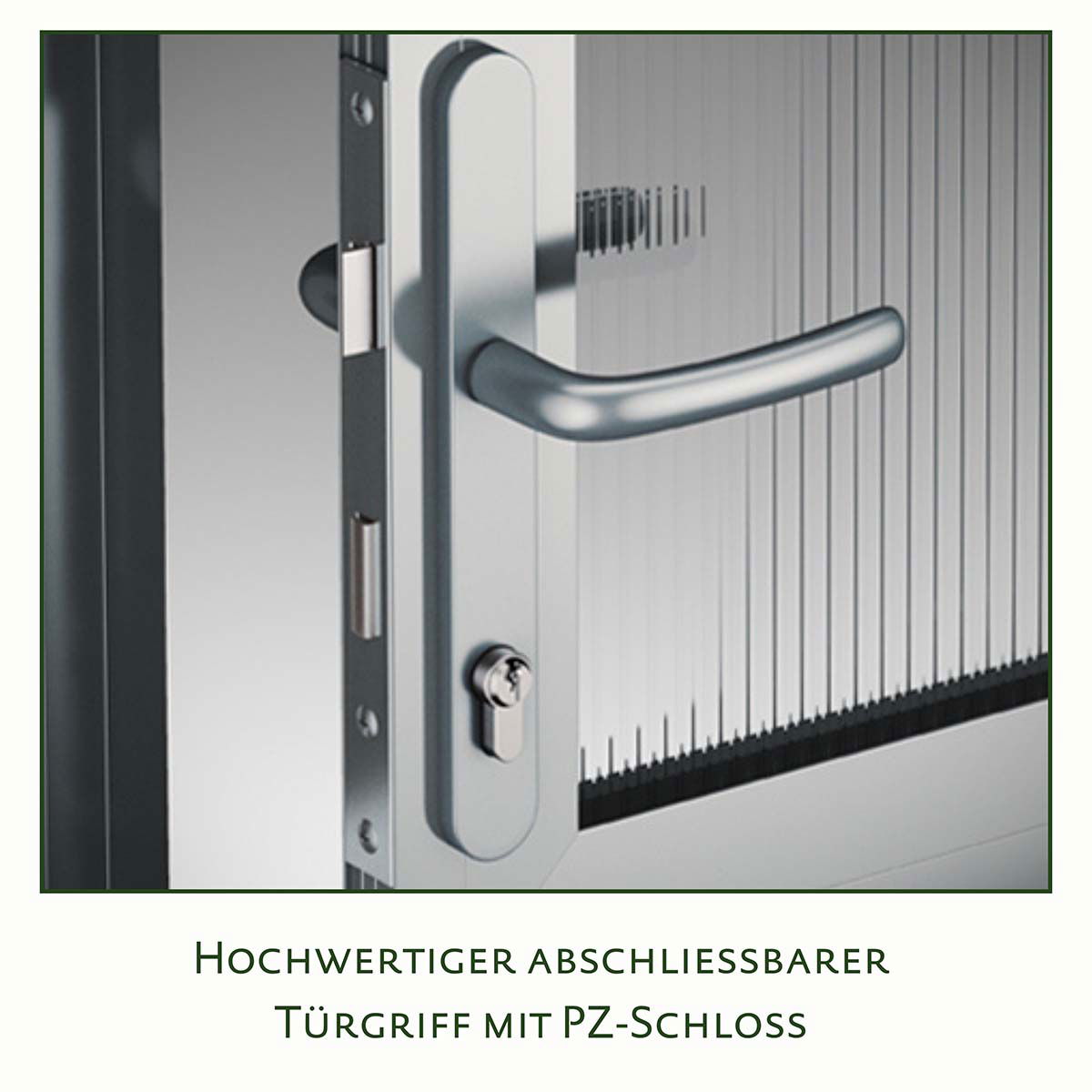 Nærbillede af låsbart metal dørhåndtag med PZ-lås