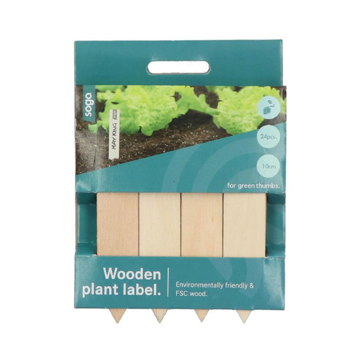 Pakke med 24 træ plantepinde til haven