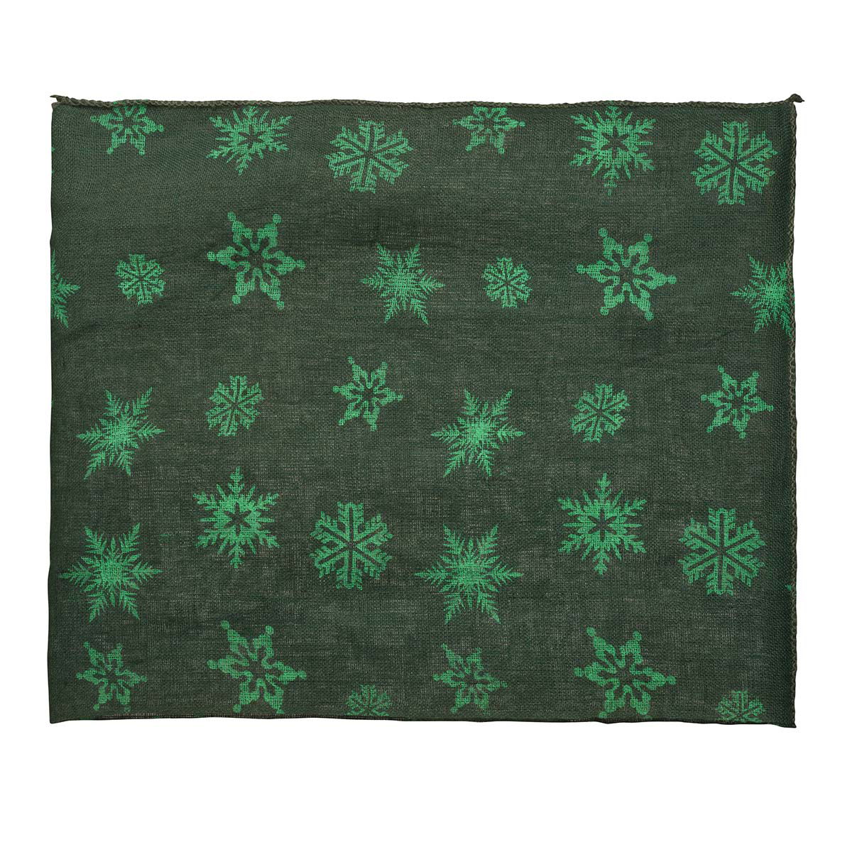 Mørkegrønt stof med grønne snefnug til jul