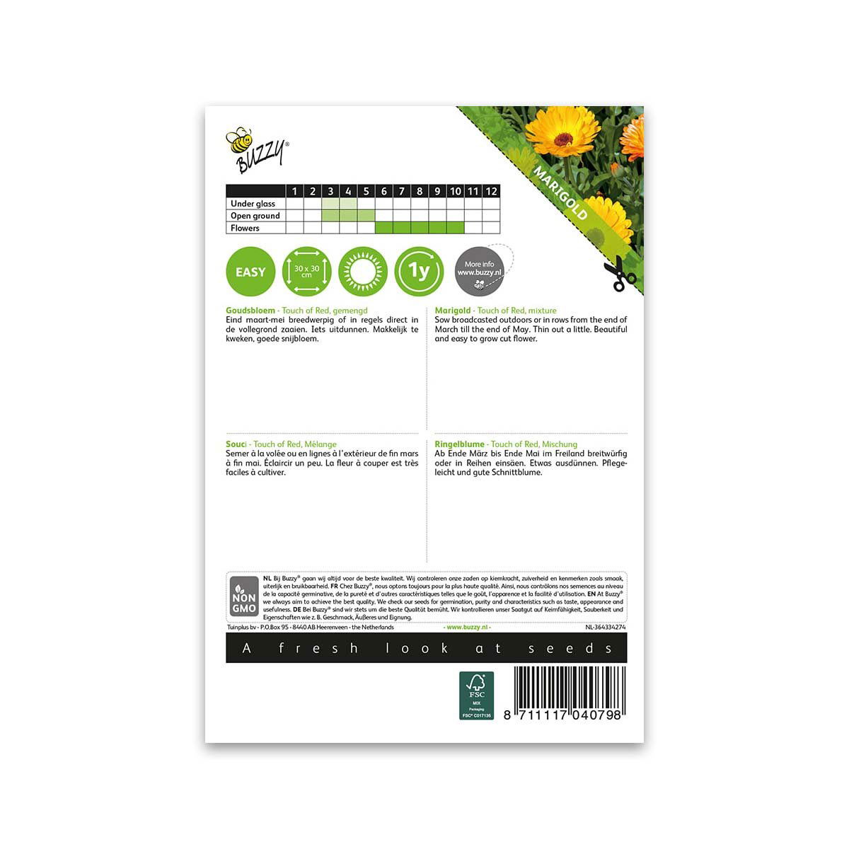 Buzzy frøpose med morgenfrue Touch of Red blanding