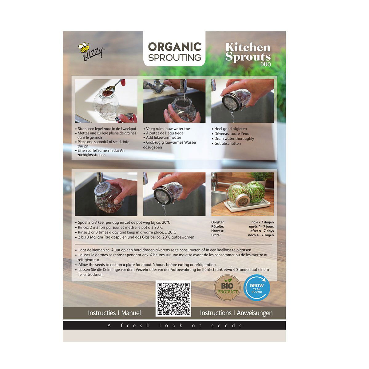 Buzzy Organic Kitchen Sprouts Duo til hjemmedyrkning