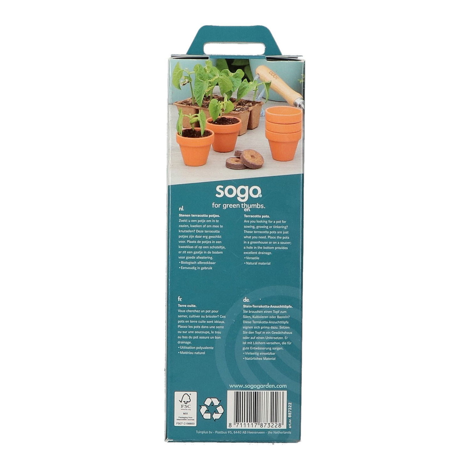 Pakke med Sogo terracotta potter til små planter