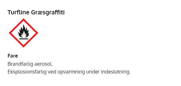 Farepiktogram for brandfarlig Turfline Græsgraffiti