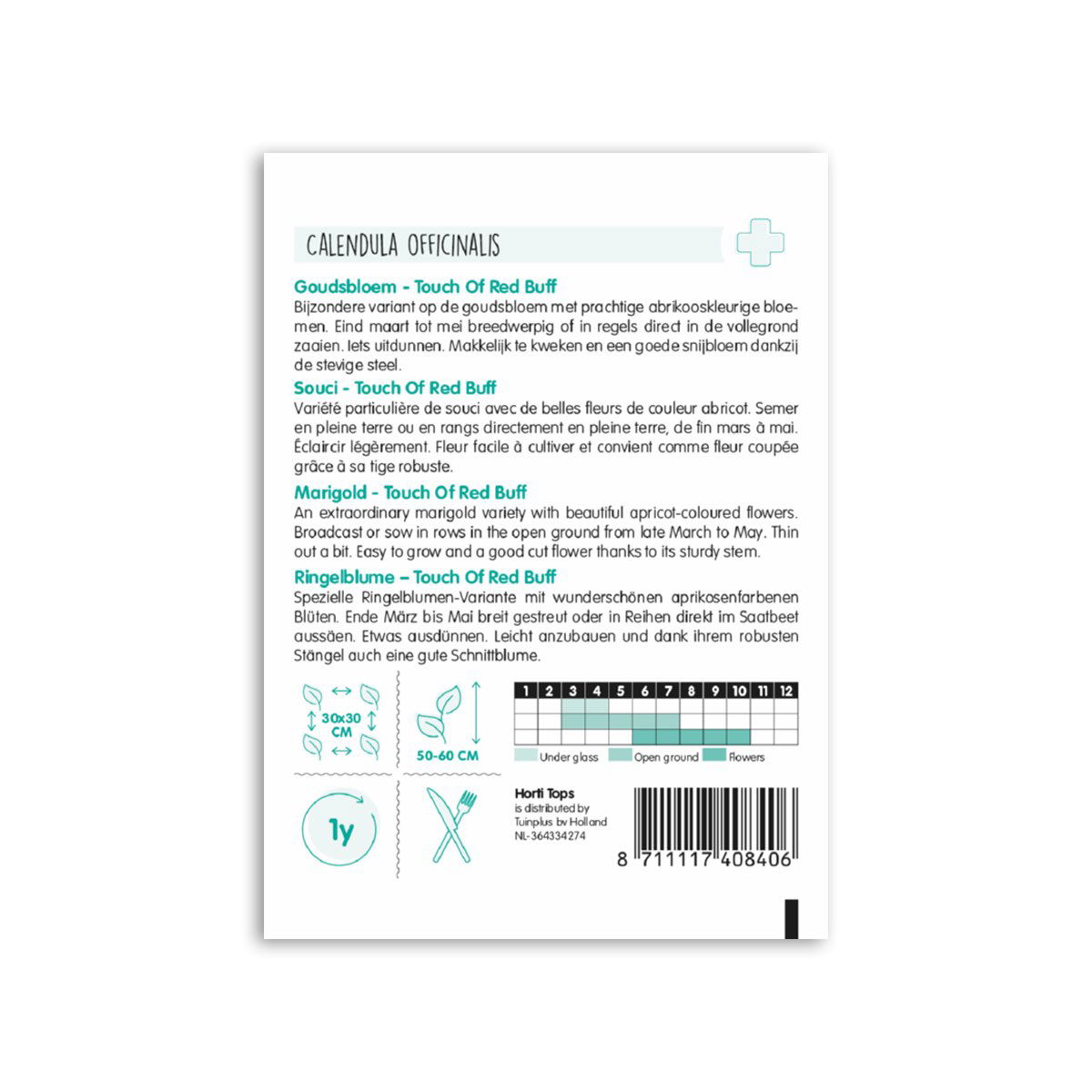 Pose med Calendula officinalis Touch Of Red Buff frø