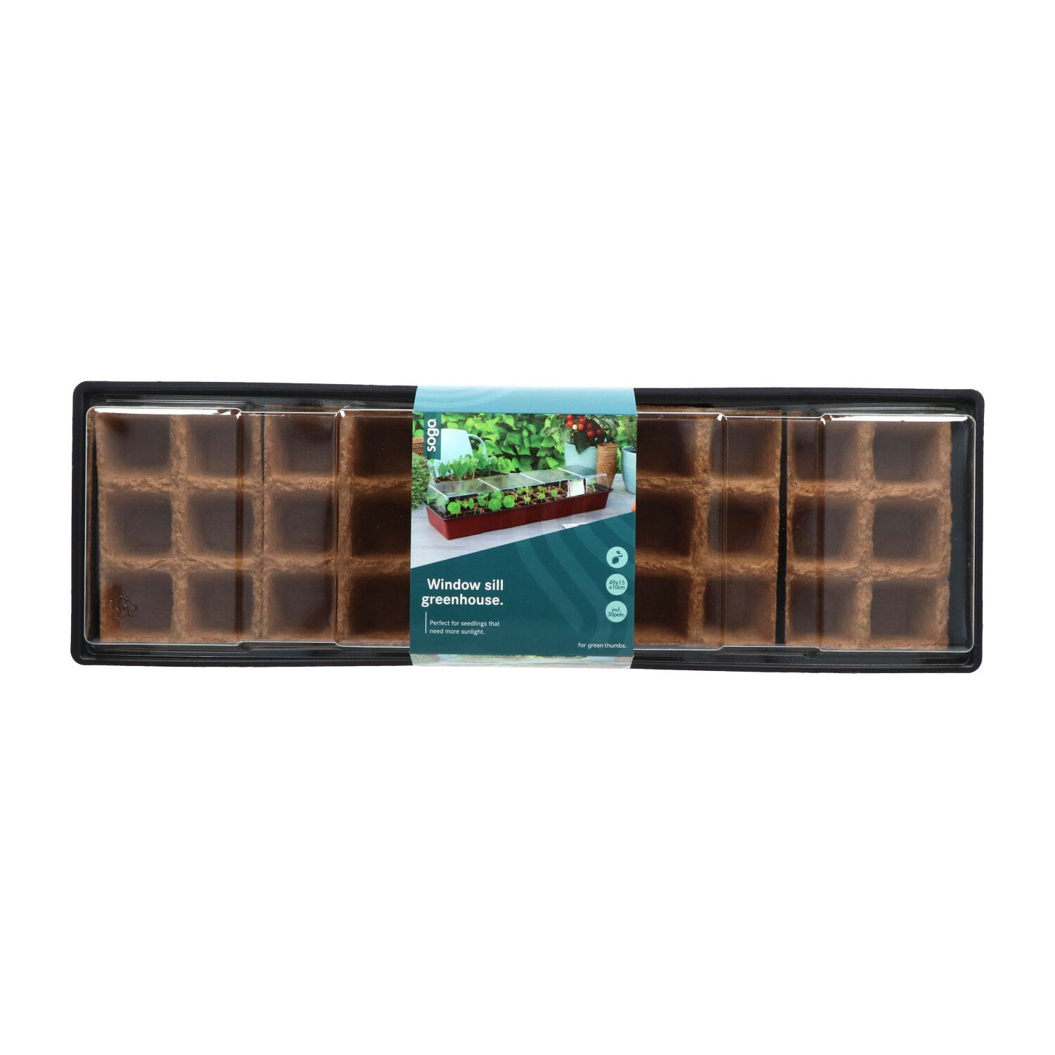 Langt vindueskarm drivhus til forspiring af planter