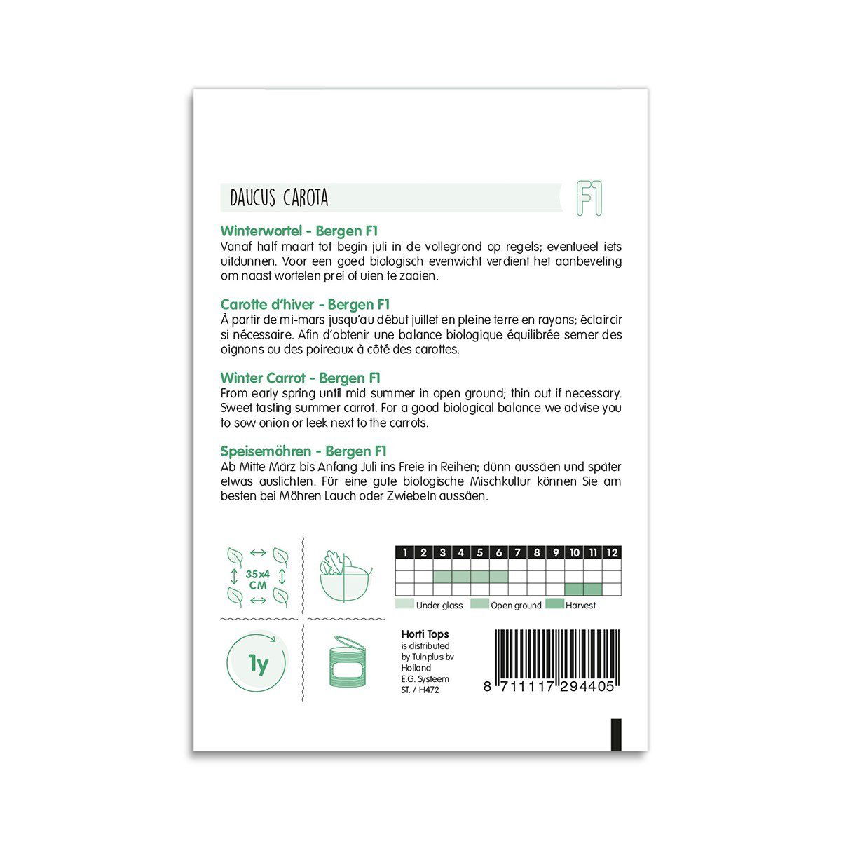 Pose med vintergulerodsfrø Daucus carota Bergen F1