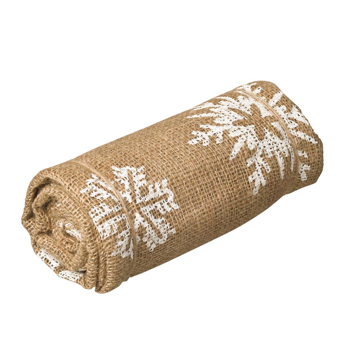 Rulle jutebånd med hvide snefnugmønstre