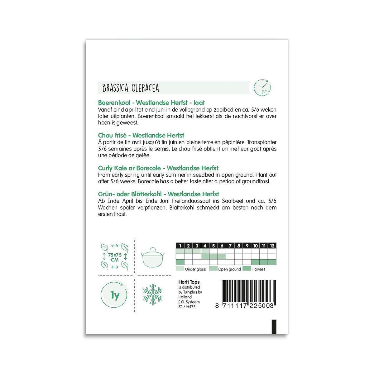 Frøpose med grønkål Westlandse Efterår fra Horti Tops