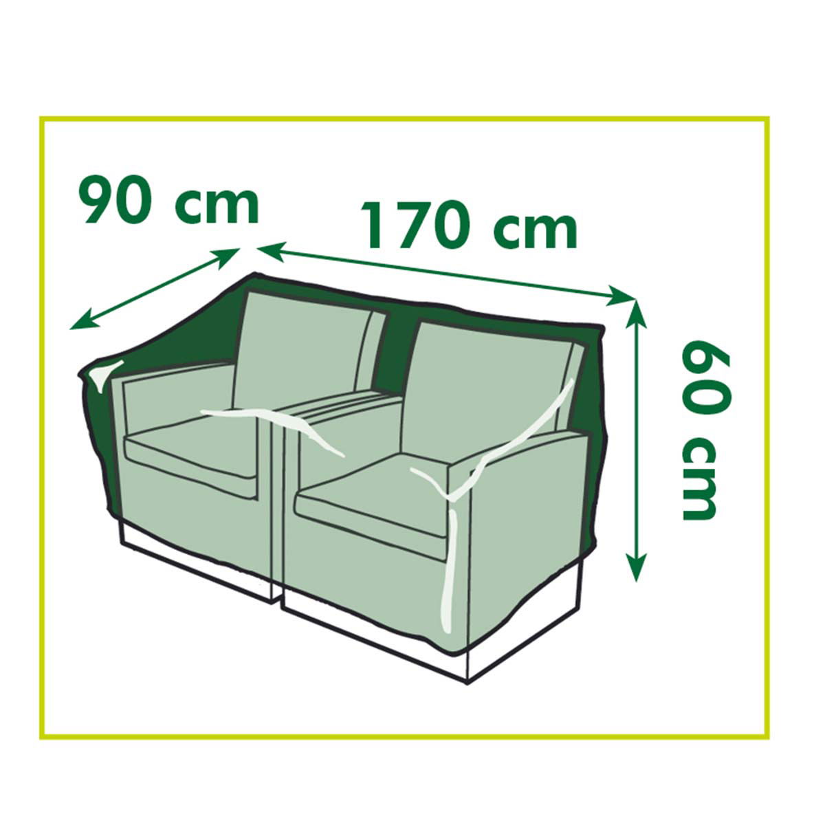 Grønt møbelovertræk til to stole 170x90x60 cm