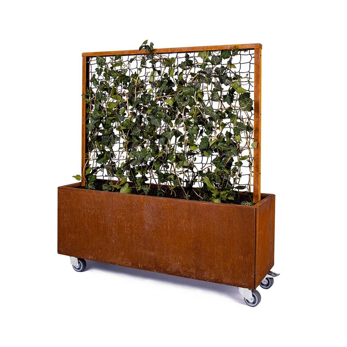 Land Modern Mobil Plantekasse Med Espalier Cortenstål Ruster Med Bund Hjul 120