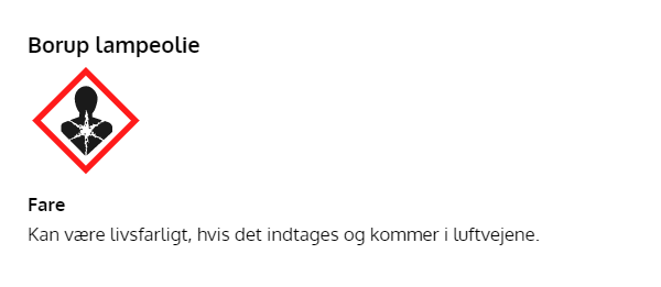 Advarselsmærke for farlig Borup lampeolie