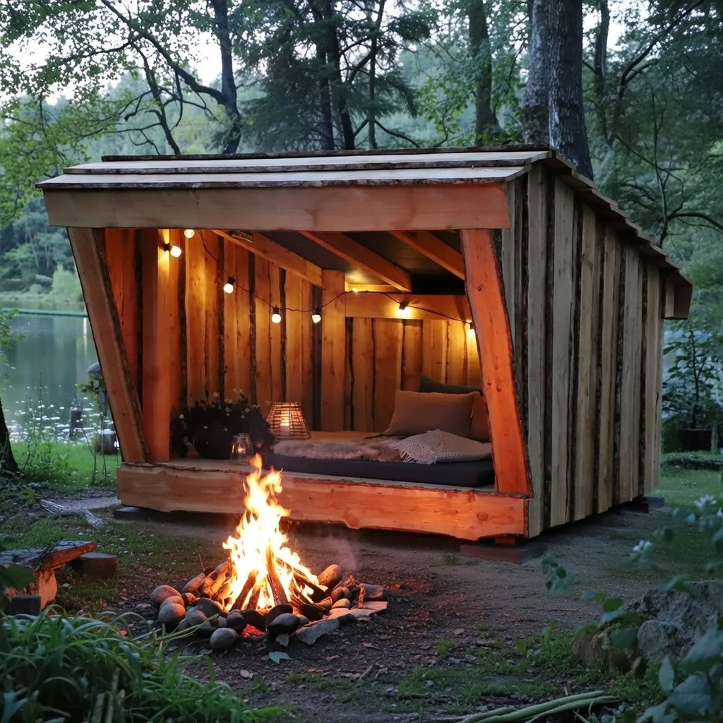 Shelter i lærketræ, 4 personer