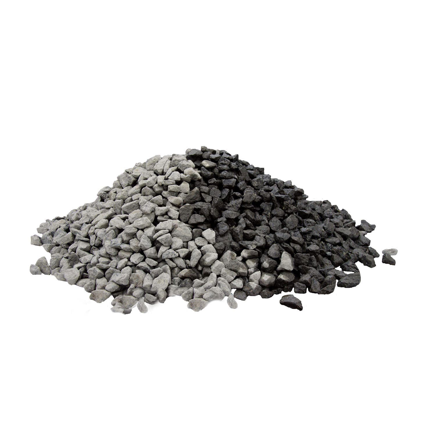 Bunke grå og sorte granitskærver til haven