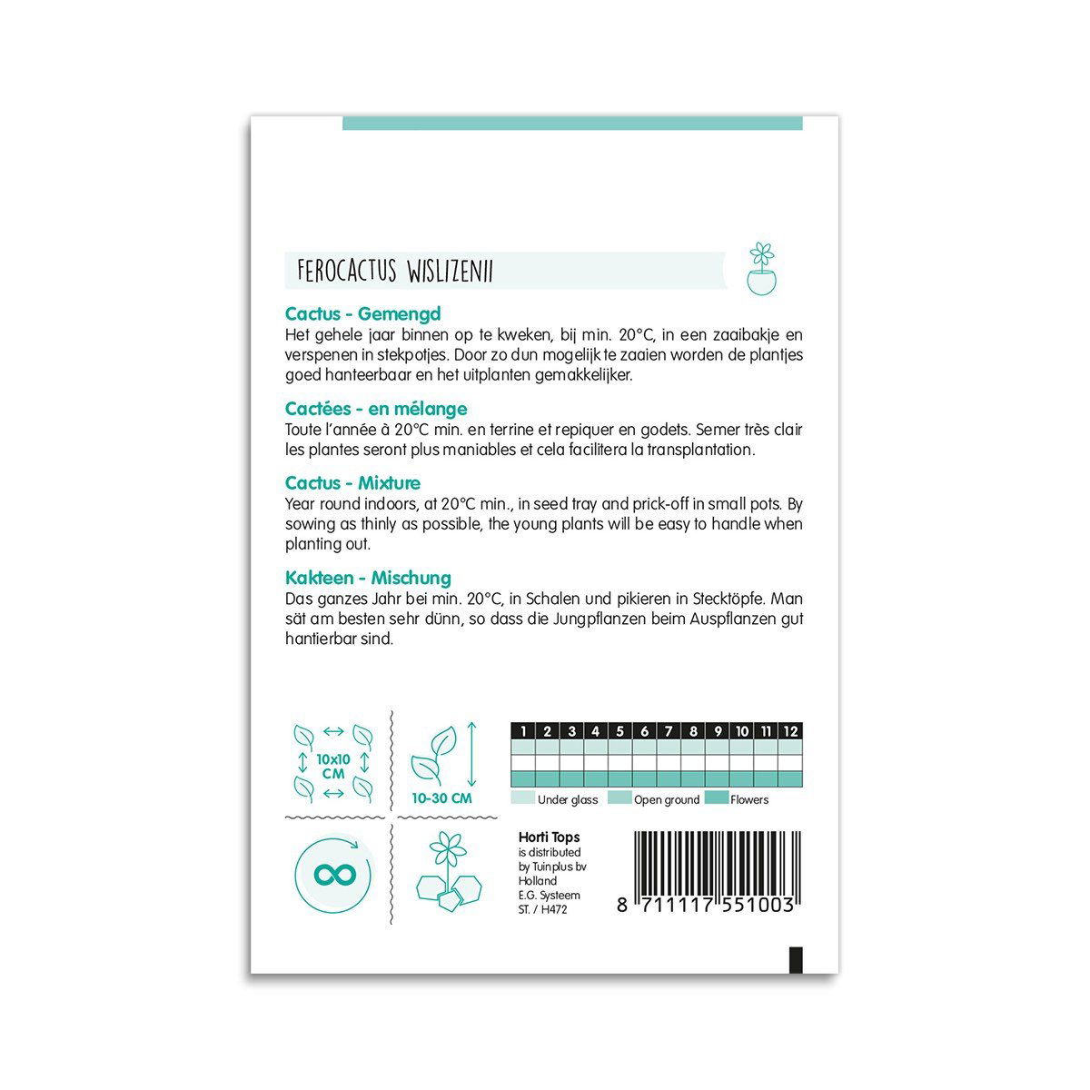 Pose med Ferocactus wislizeni frø og dyrkningsvejledning