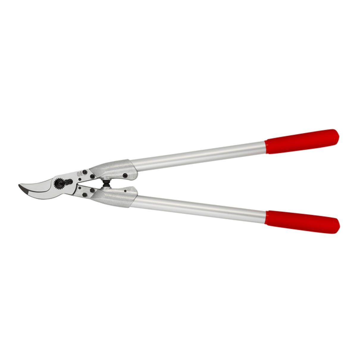 Let beskæresaks med lange aluminiumsskaft og røde greb
