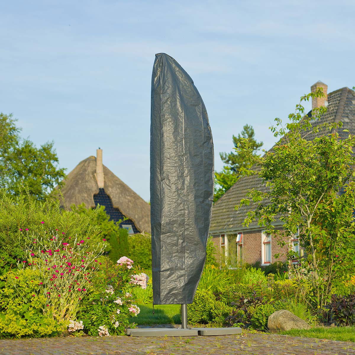 Gråt overtræk til hængeparasol i have