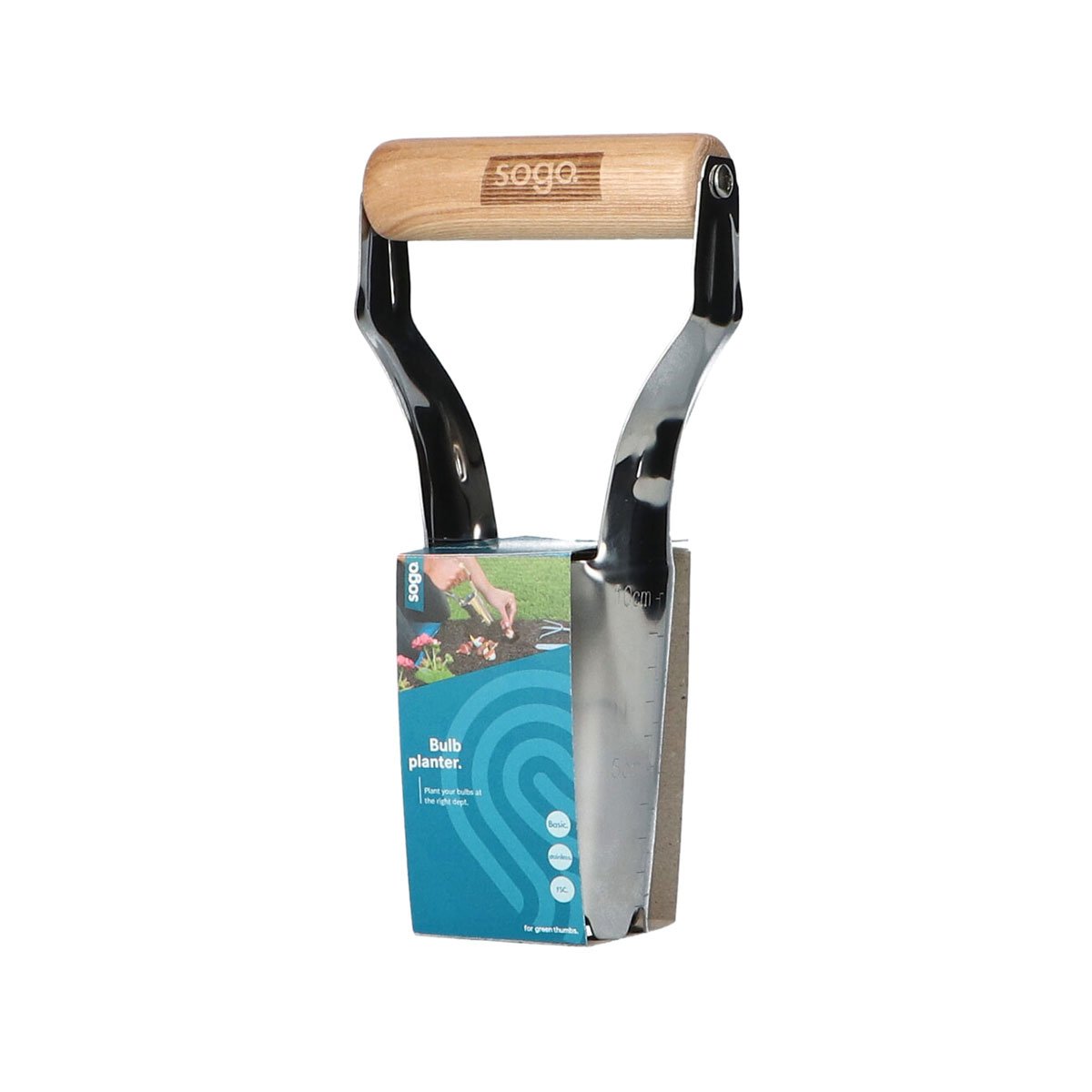 Praktisk løglægger i stål med træhåndtag