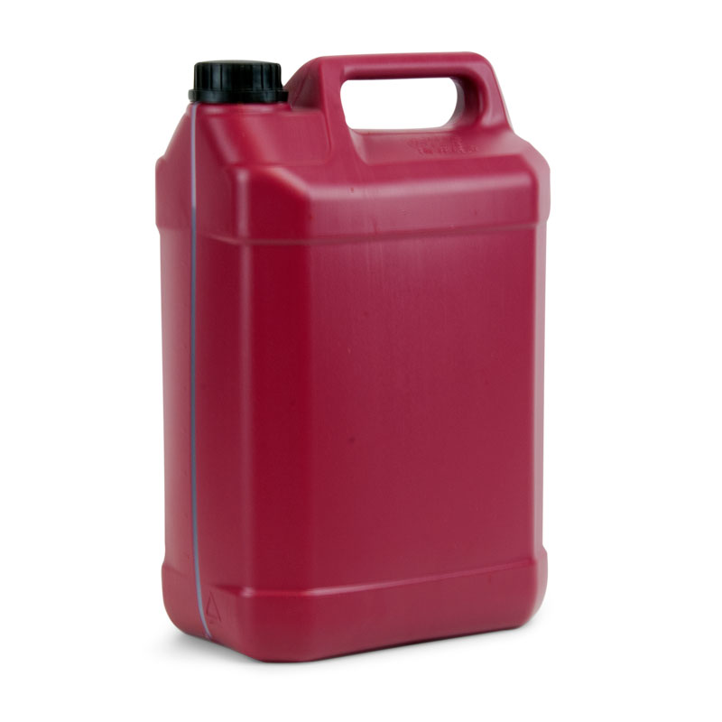 Rød 10 l plastikdunk med bærehåndtag og låg