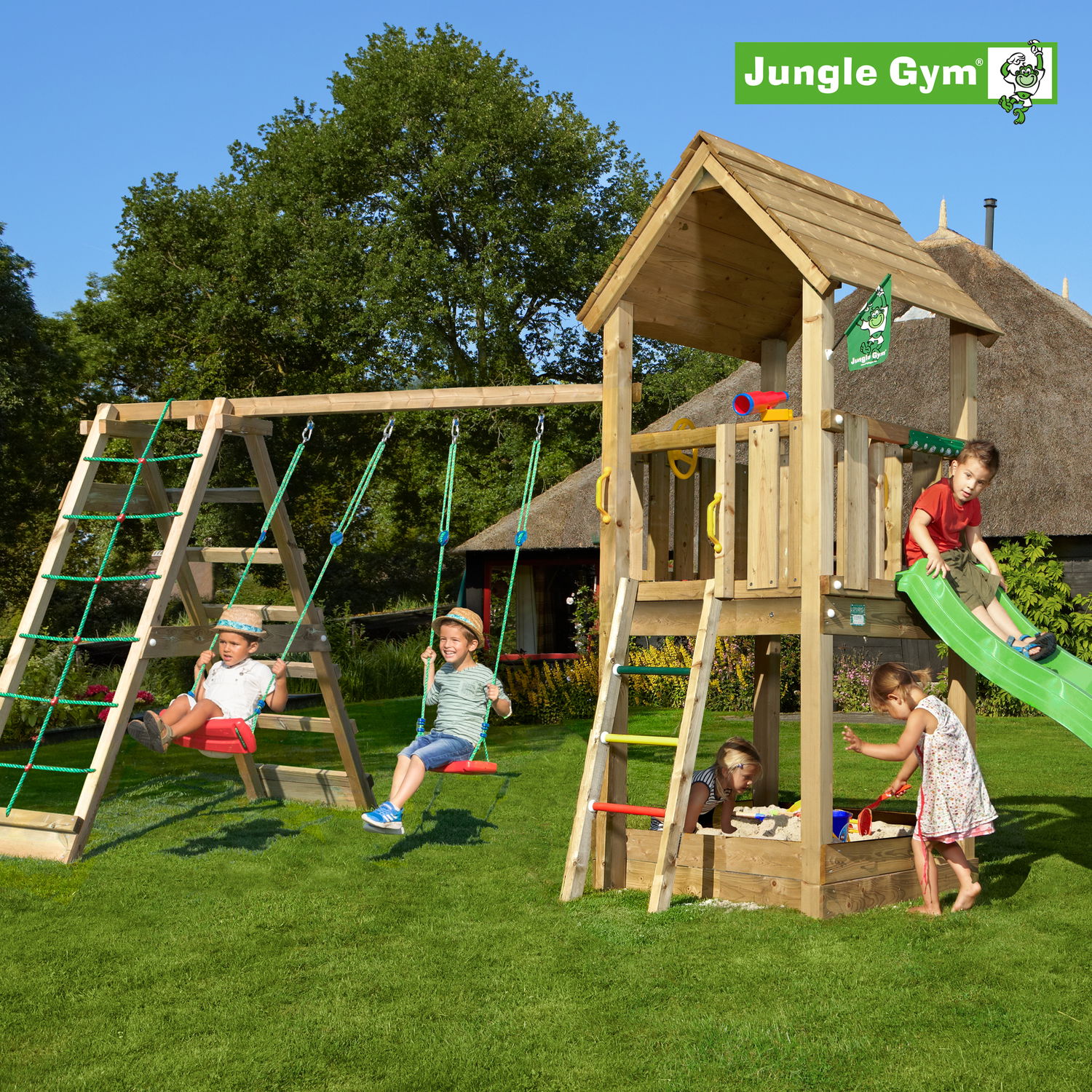 Jungle Gym Club Legetårn Komplet Inkl Climb Module Xtra Rutschebane