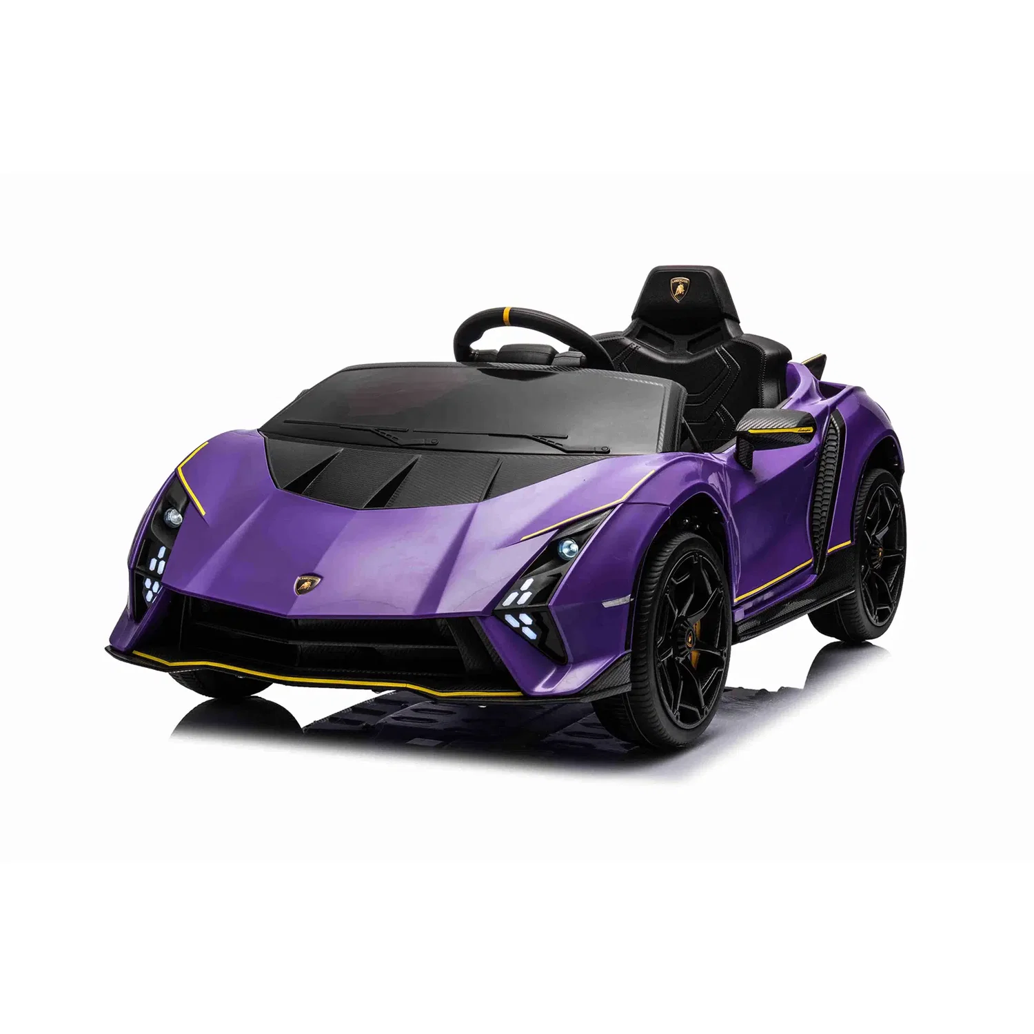 Elbil Lamborghini Autentica 4x10,8V motor - lilla | NORDIC PLAY Lilla Lamborghini Autentica elbil til børn fra NORDIC PLAY med 4 x 10,8V motorer, EVA-hjul, realistiske forlygter, Bluetooth, FM-radio og fjernbetjening – licenseret design til børn ca. 3-8 år