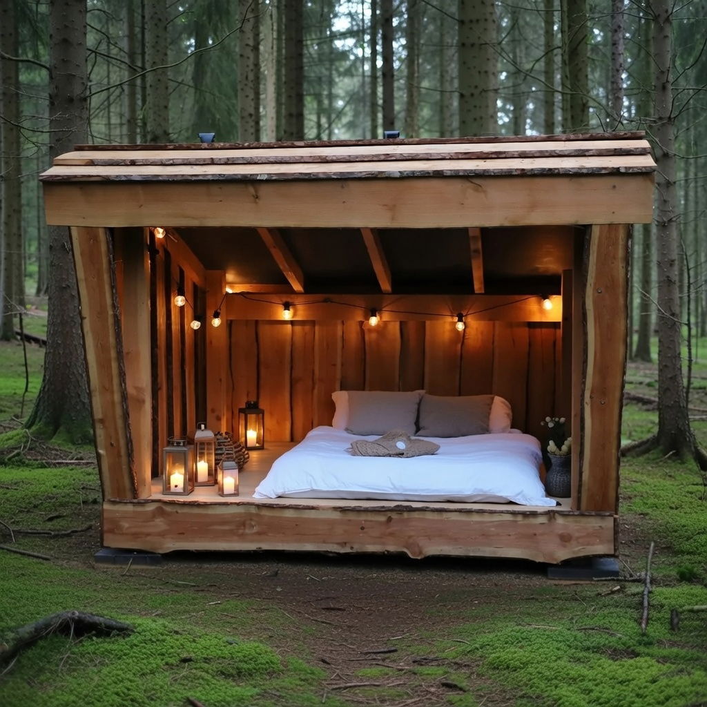 Shelter i lærketræ, 6 personer