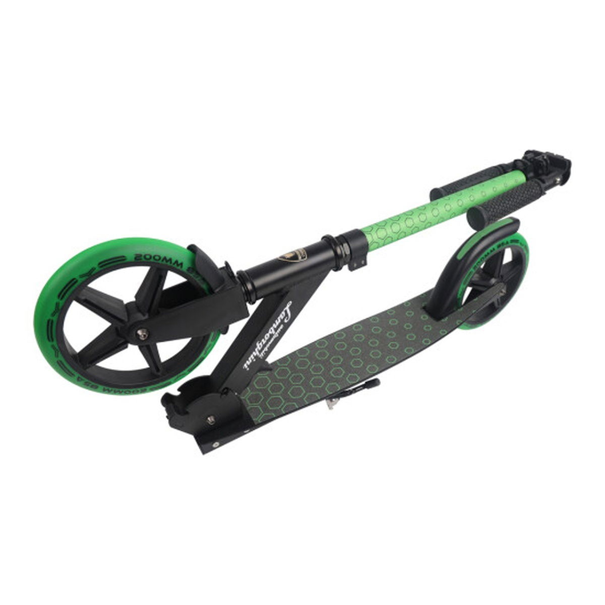 Foldbart sort og grønt løbehjul med store hjul