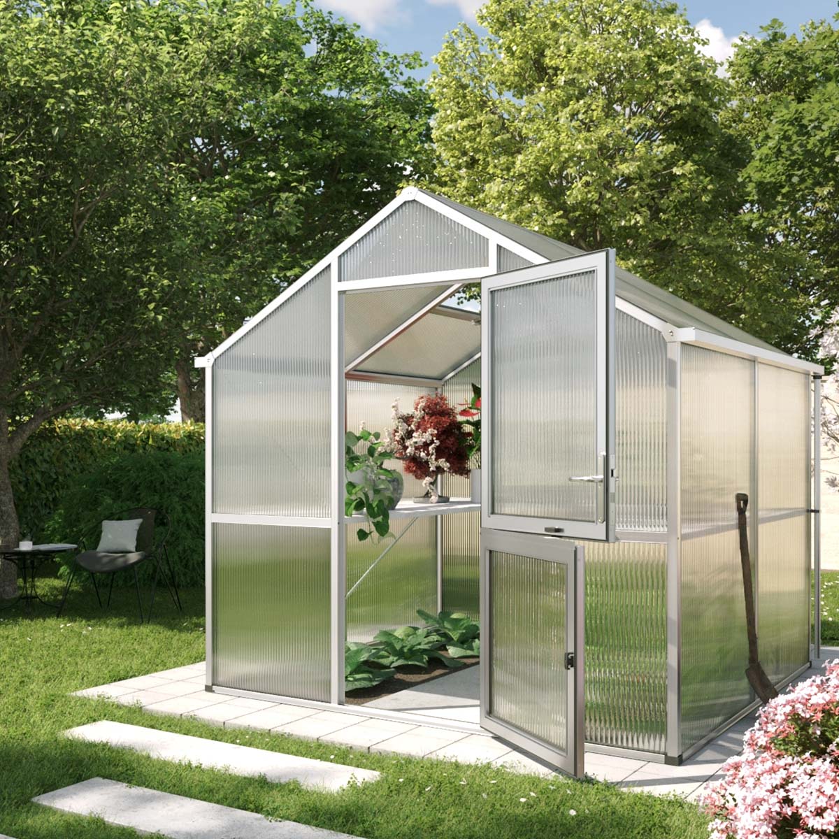 Drivhus - Model Iris II, Aluminium Natur