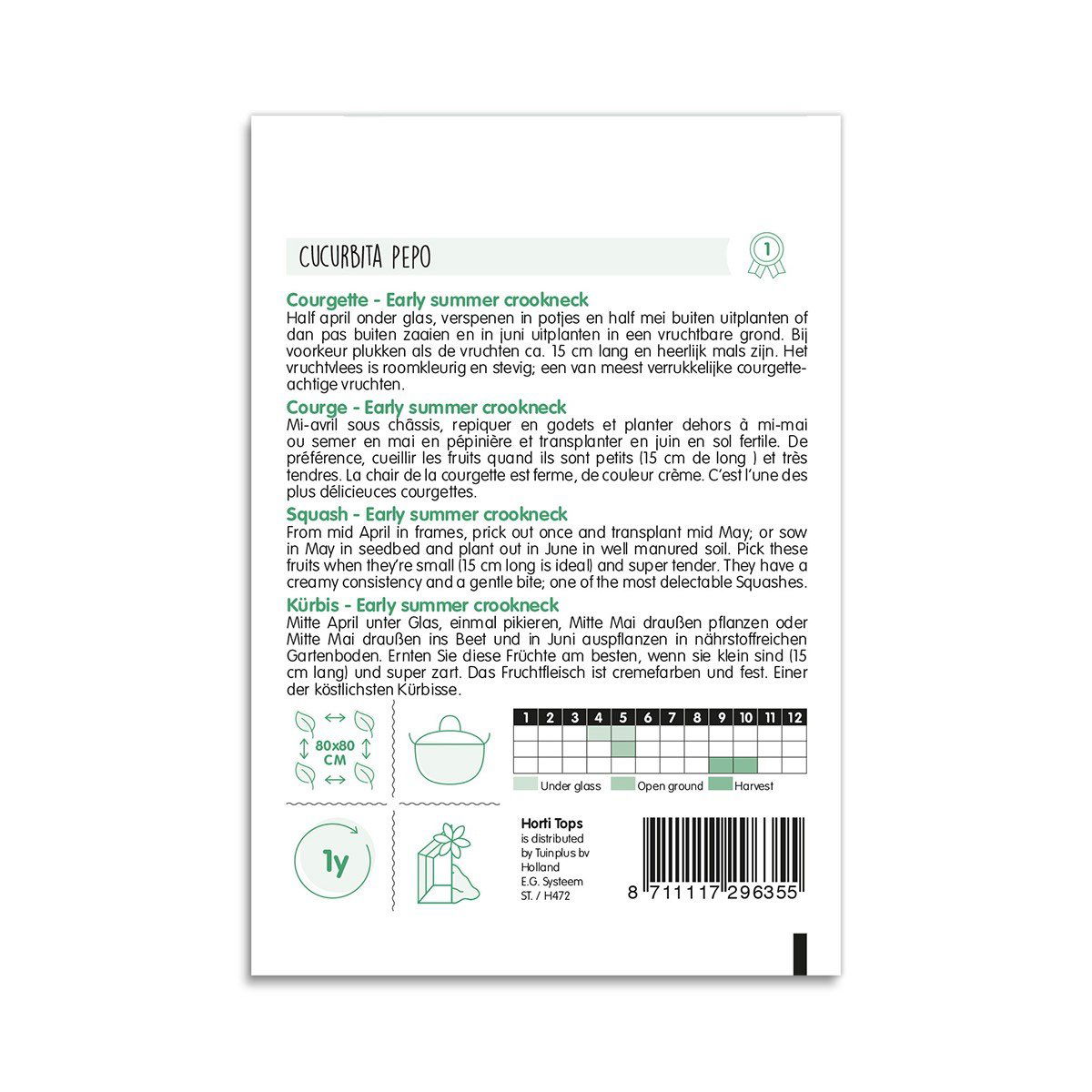 Frøpose til squash Courgette Early Summer Crookneck