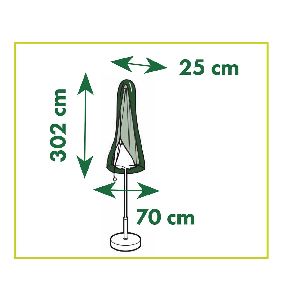 Grønt parasolovertræk 302x25/70 cm til haveparasol