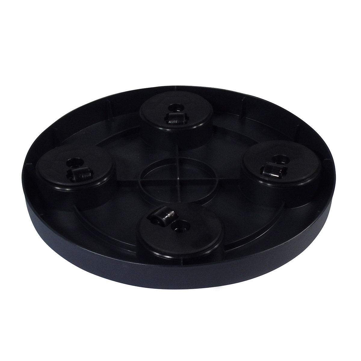 Rund sort plastbase med fire holdere