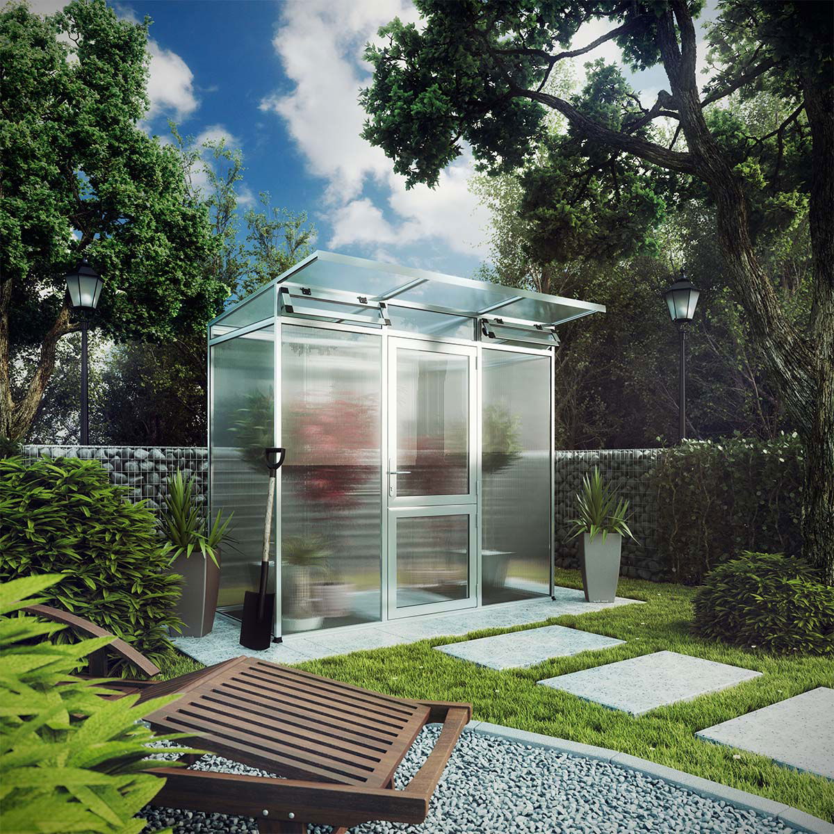 Drivhus - Model Linea I, Aluminium Natur