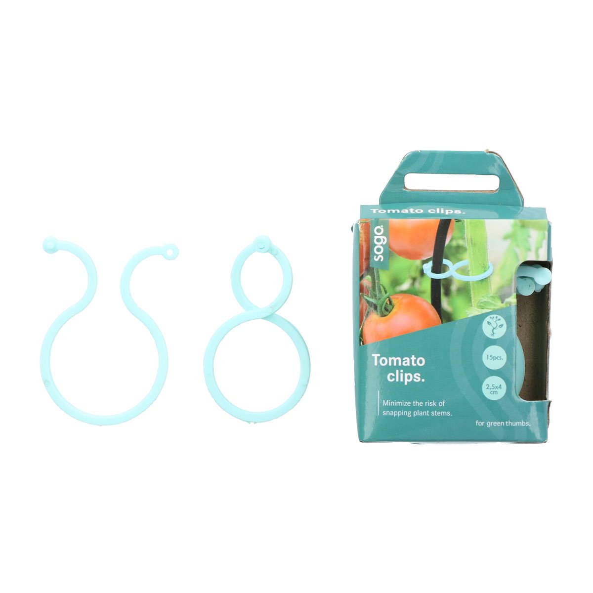Pakke med blå tomatclips til støtte af planter