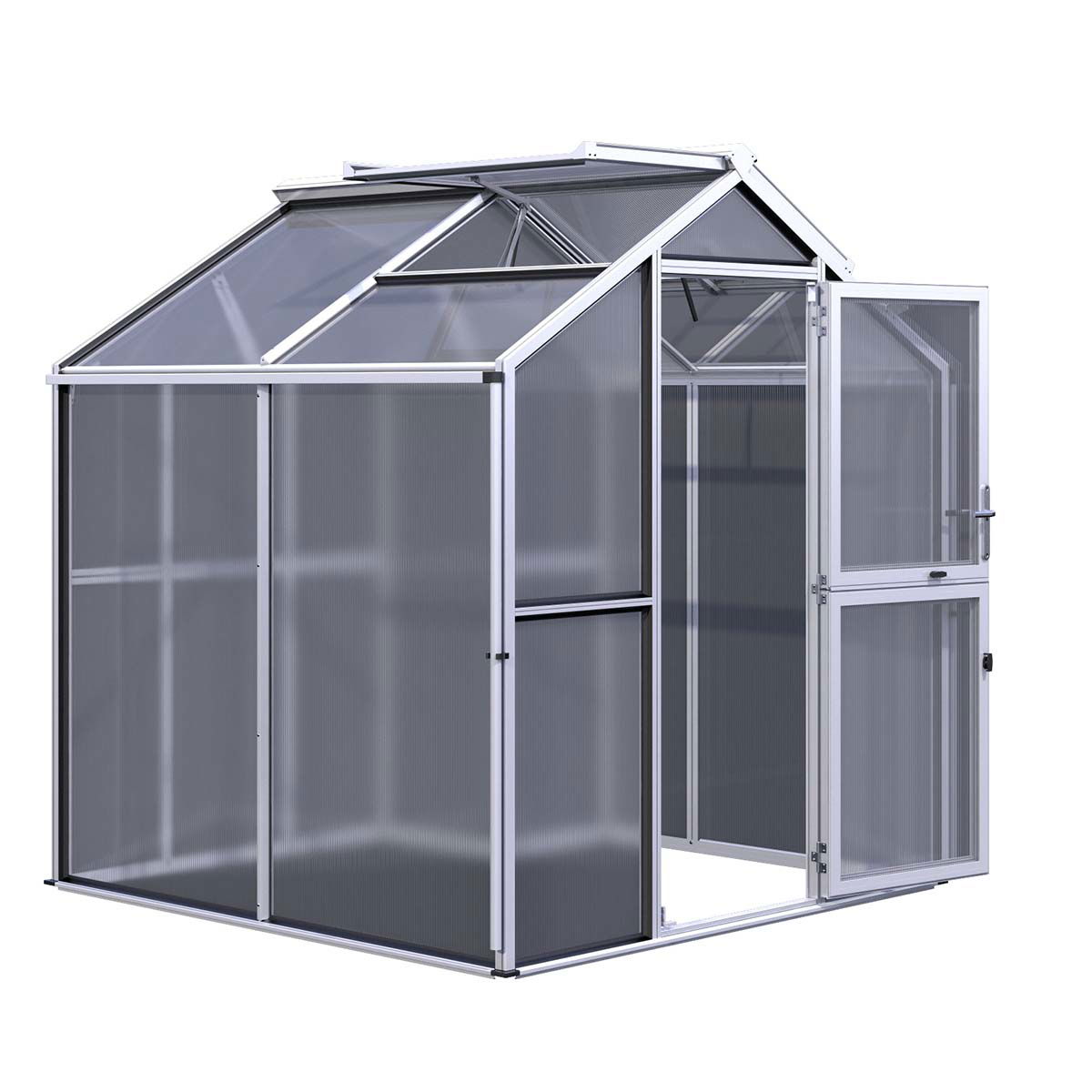 Fritstående aluminium drivhus med polycarbonat