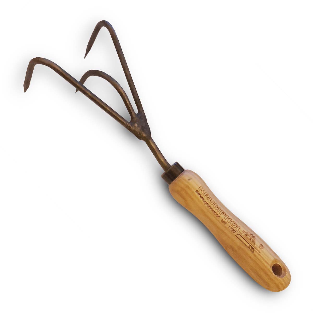 Håndharve / kultivator med forskudte tænder og askegreb - 28 cm