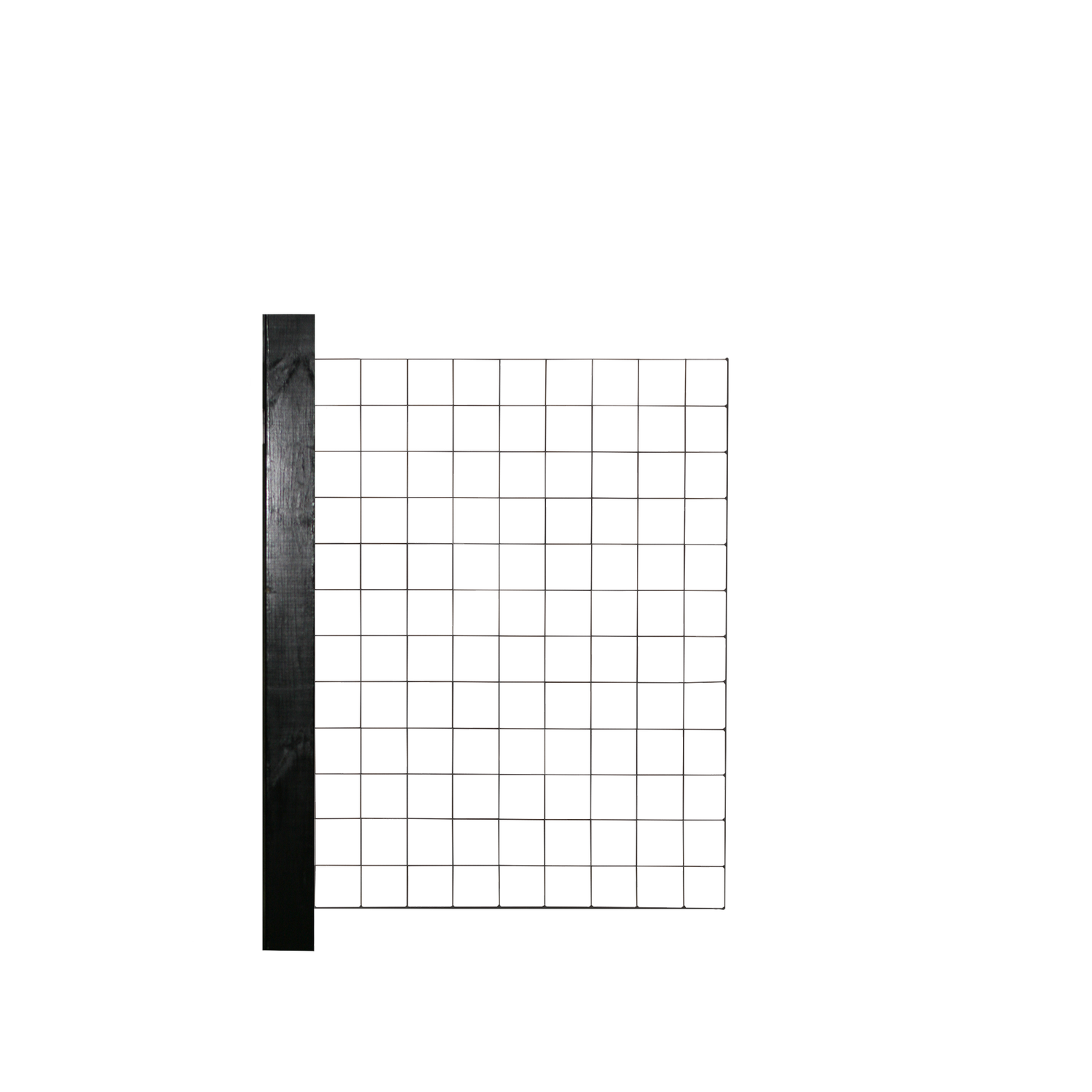 Sort stolpe med firkantet stålgitterhegn