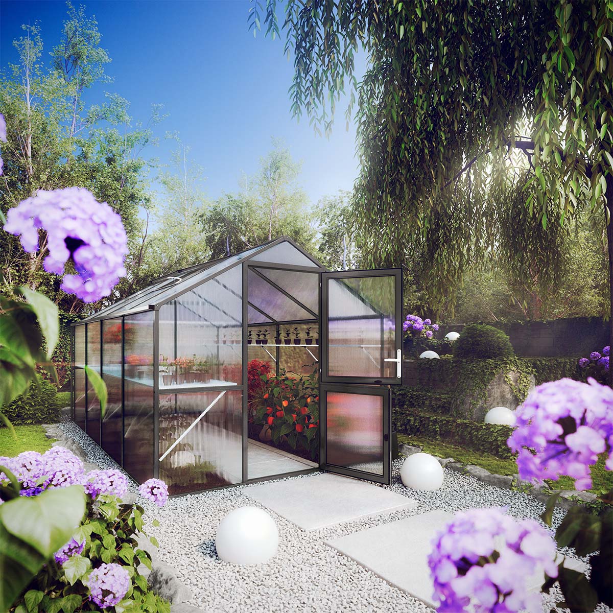 Drivhus - Model Rose IV, Antracitgrå