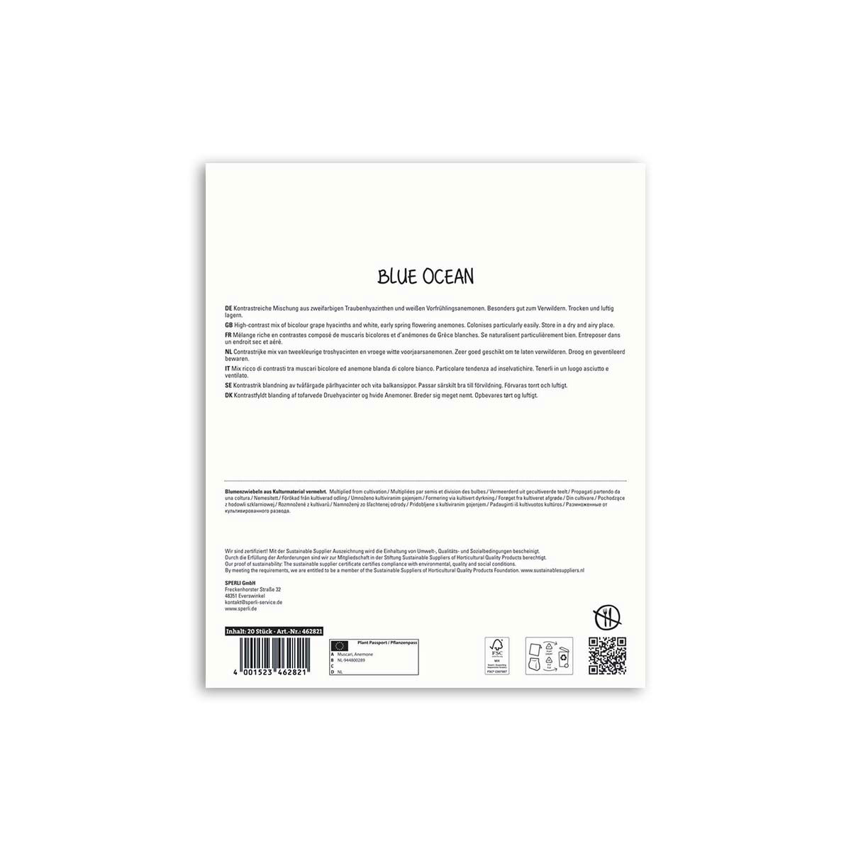 Bagside af BLUE OCEAN papirservietpakke