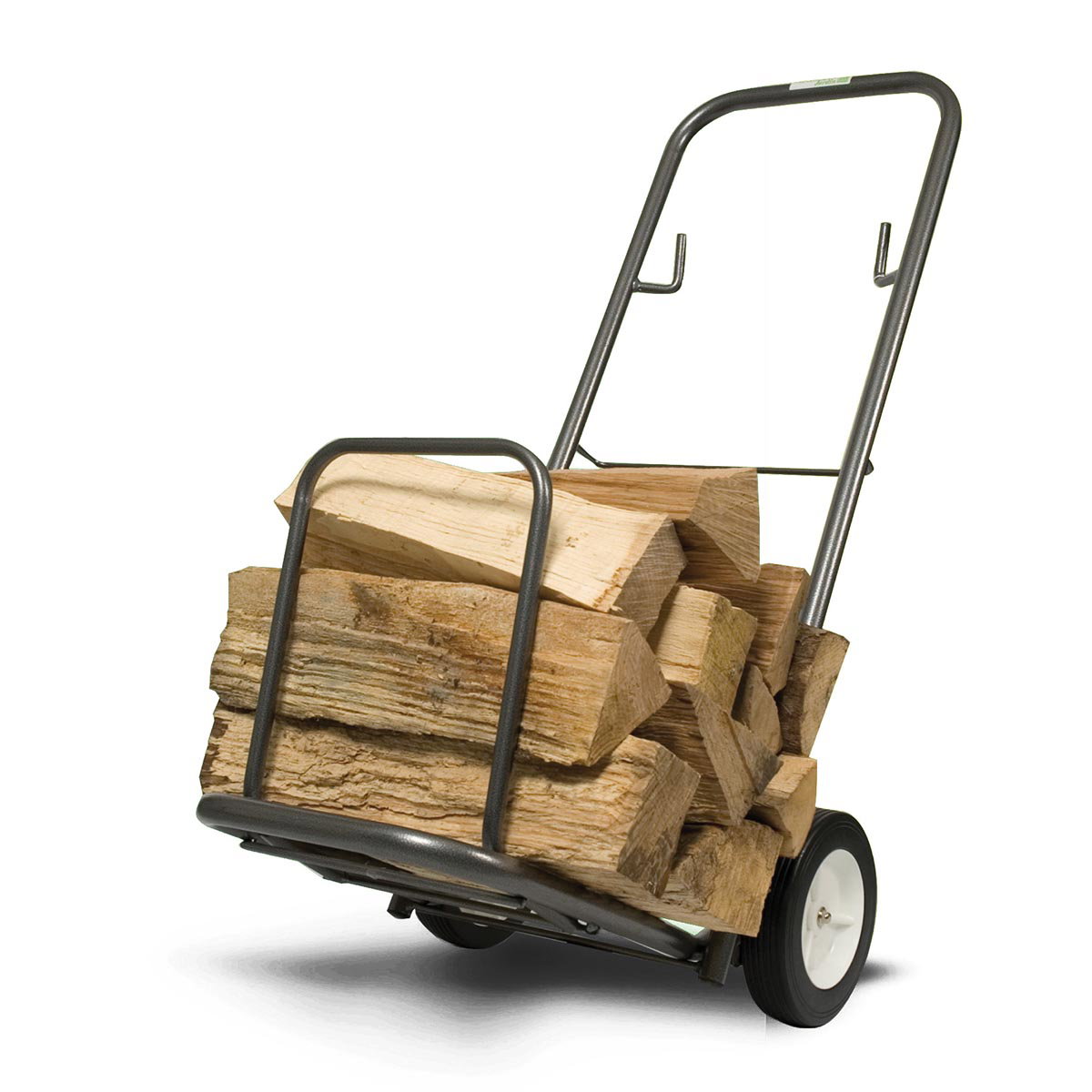 Freund Multifunktions transportvogn - robust metalvogn med hammertone epoxylak, 20 cm gummihjul og bæreevne op til 80 kg Freund Multifunktions transportvogn i metal med hammertone epoxylak, belastet med stakke af brædder på massive 20 cm gummi-/plastikhjul. Praktisk transportvogn fra Freund Victoria til indendørs og udendørs brug, bæreevne op til 80 kg.