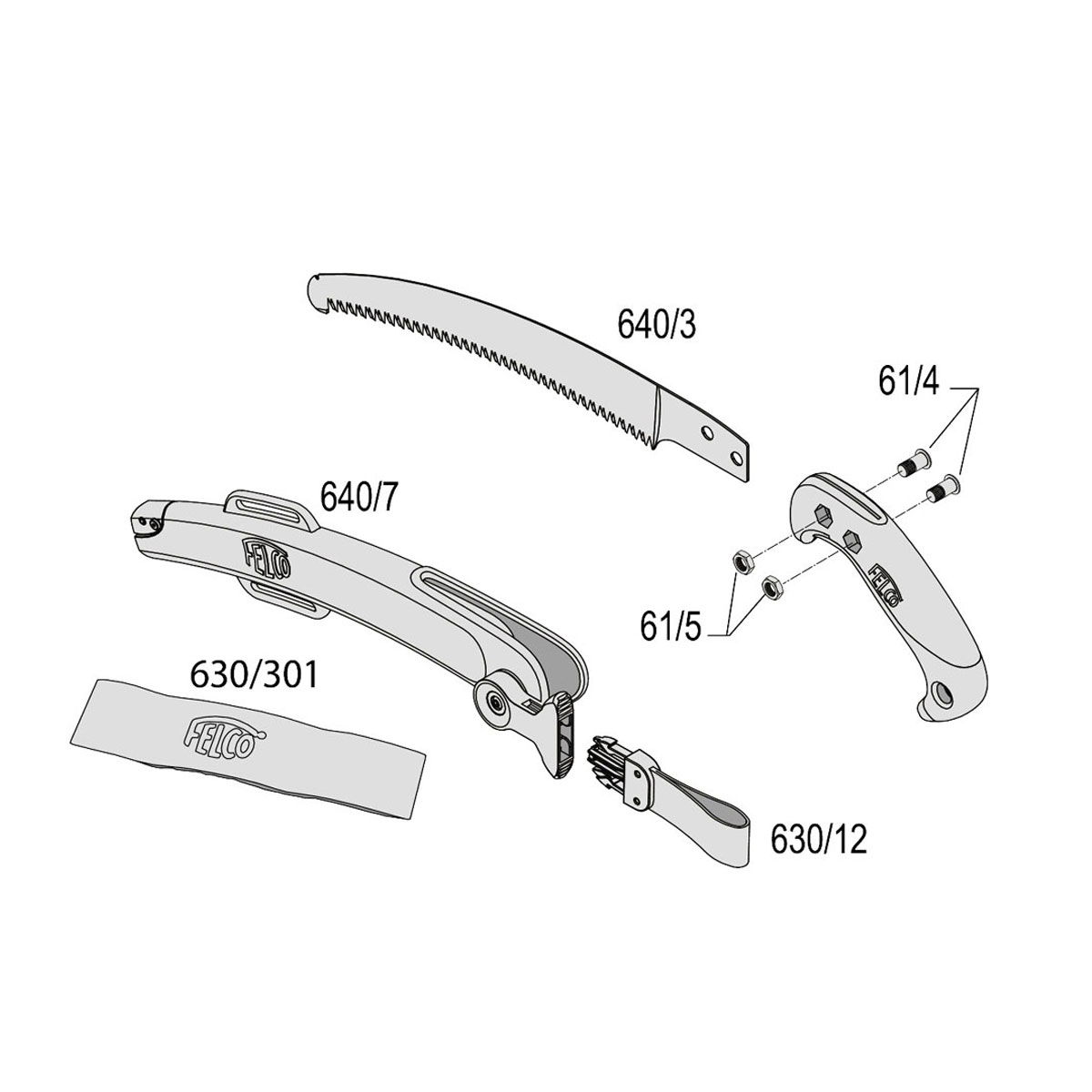 Sprængtegning af reservedele til FELCO folde-sav