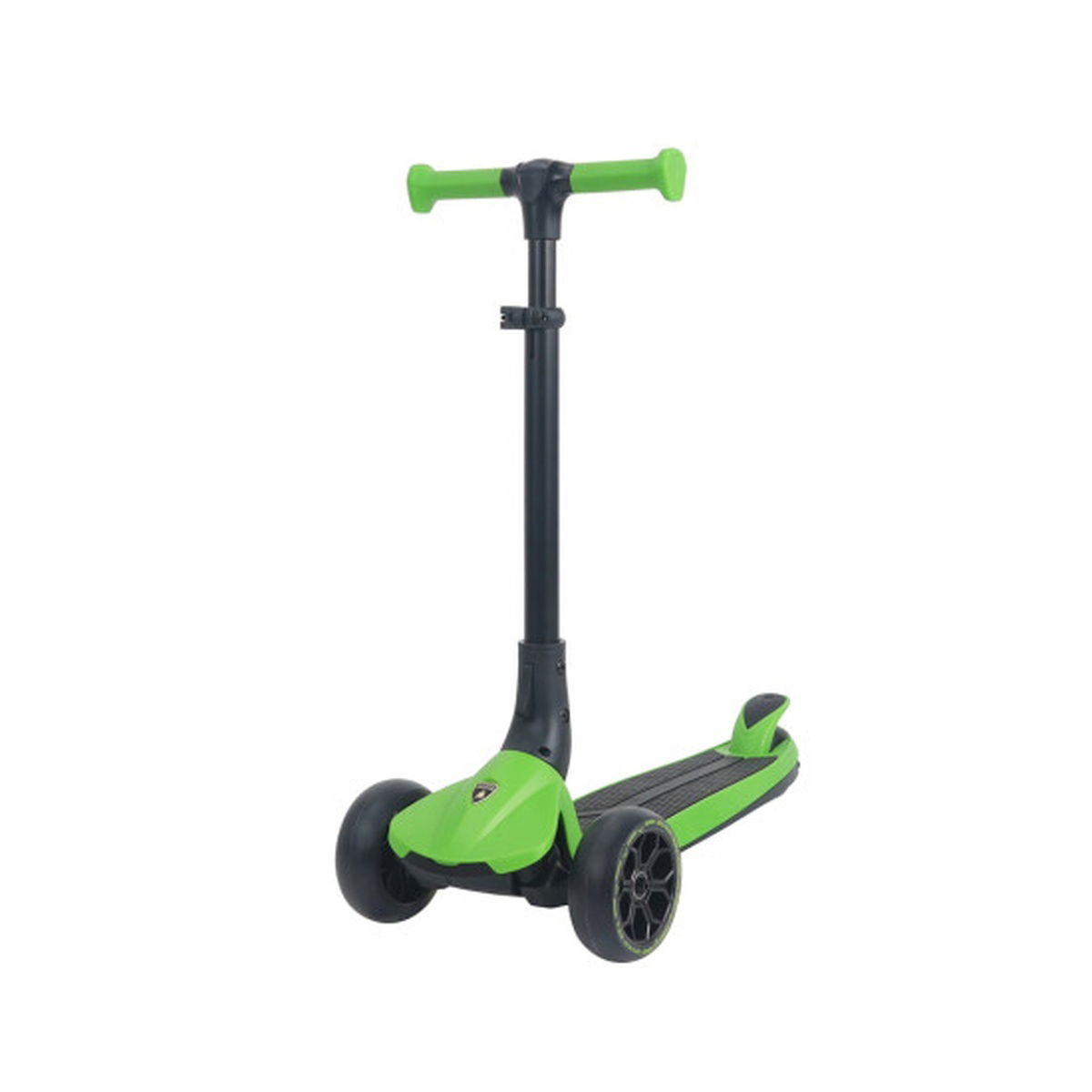 Grønt trehjulet børneløbehjul med styr