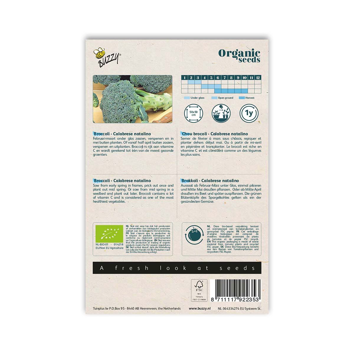 Buzzy Organic Seeds broccolifrø Calabrese Natalino