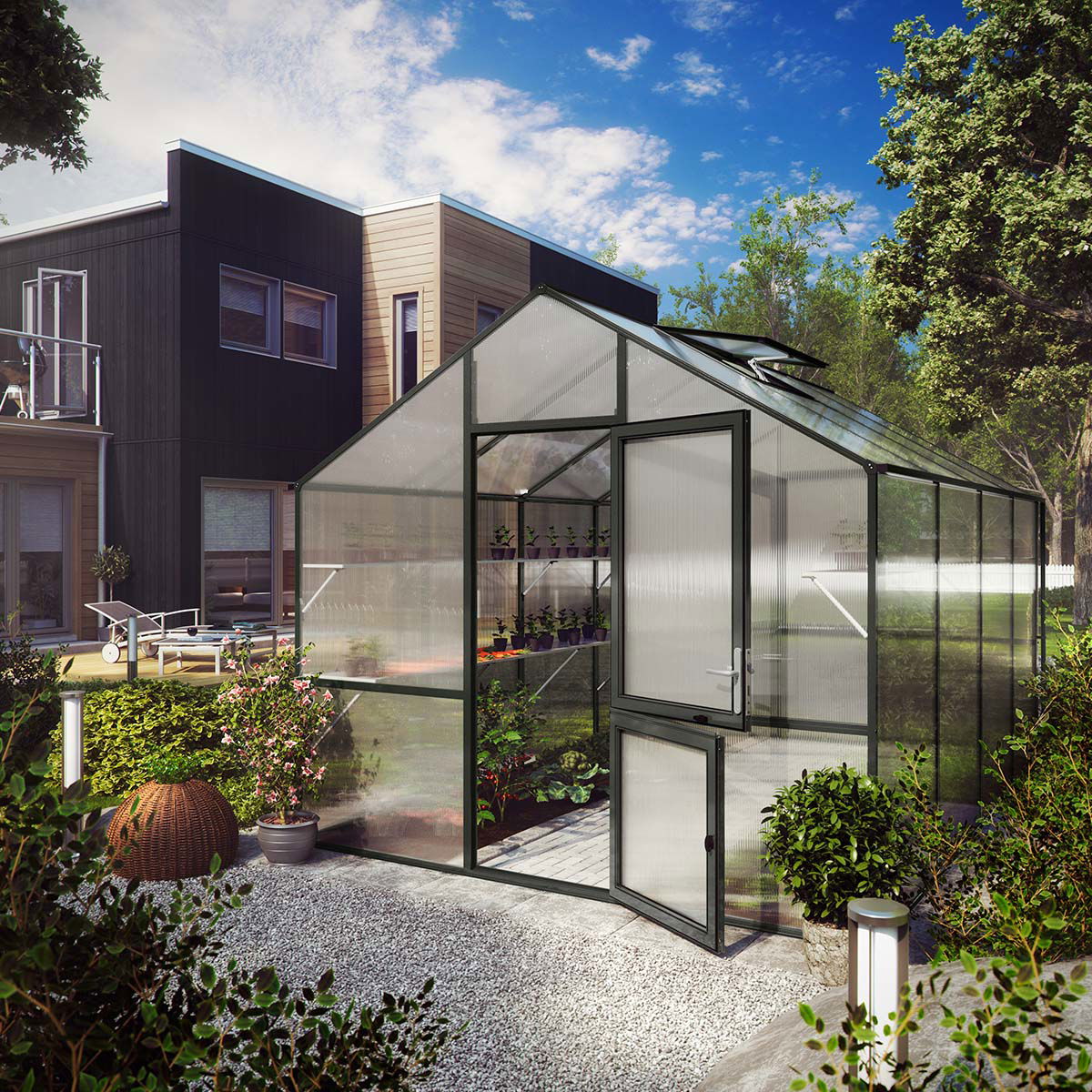Drivhus - Model Lilie IV, Antracitgrå