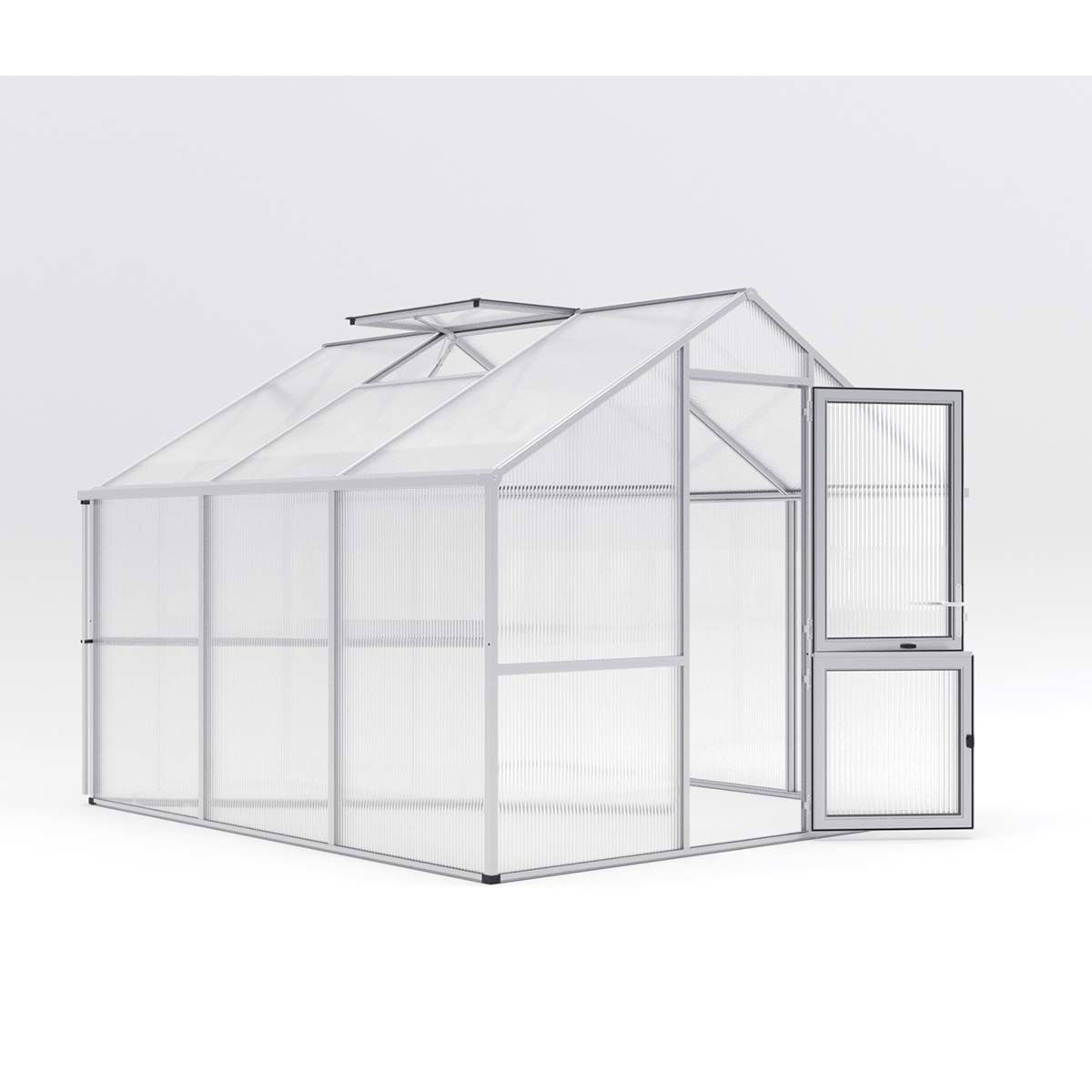 Stort aluminiumsdrivhus med polycarbonatplader