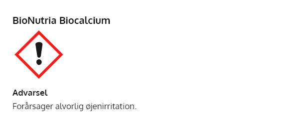 Advarsel: BioNutria Biocalcium giver øjenirritation