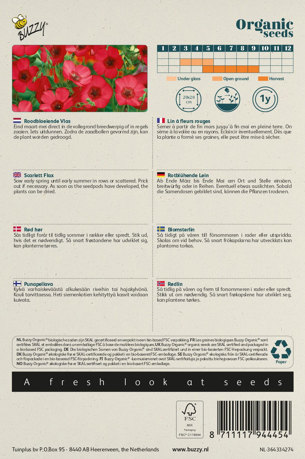 Buzzy Organic frø til rødt blomsterhør